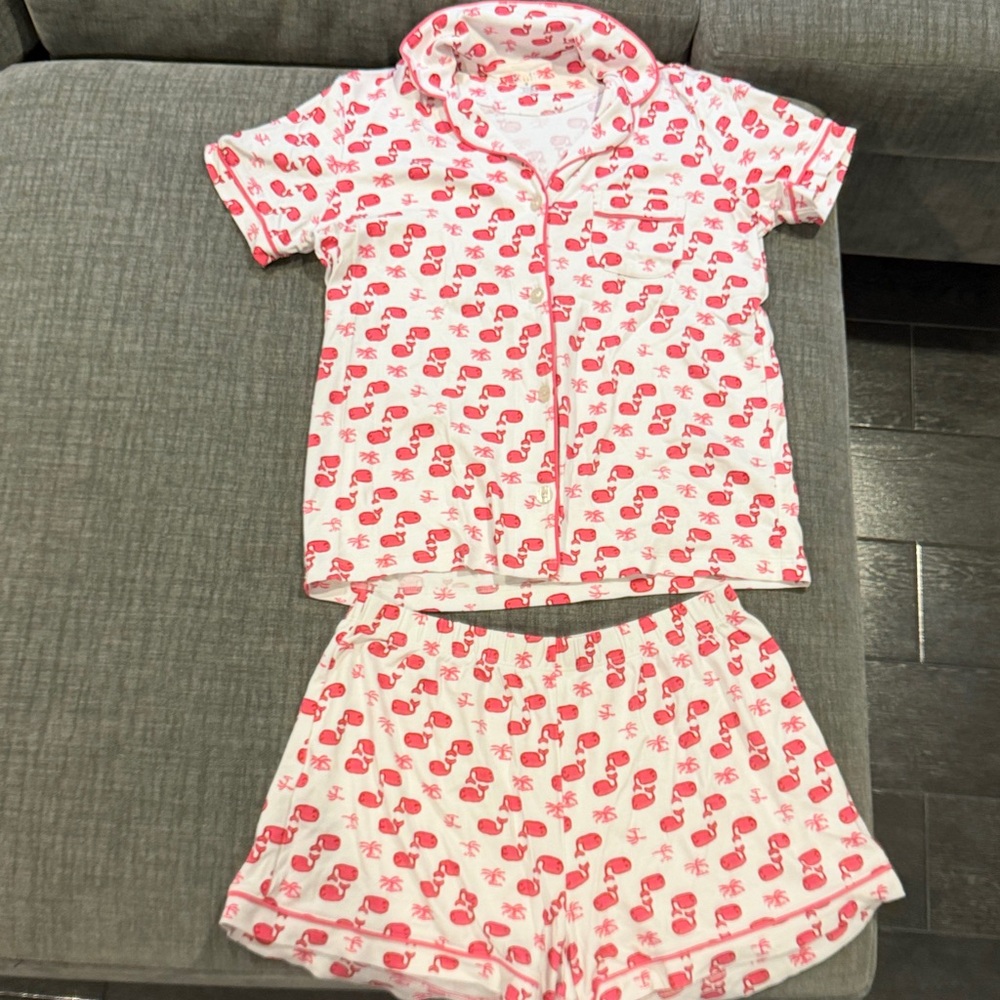 Roller Rabbit Pink and White Pajama Set